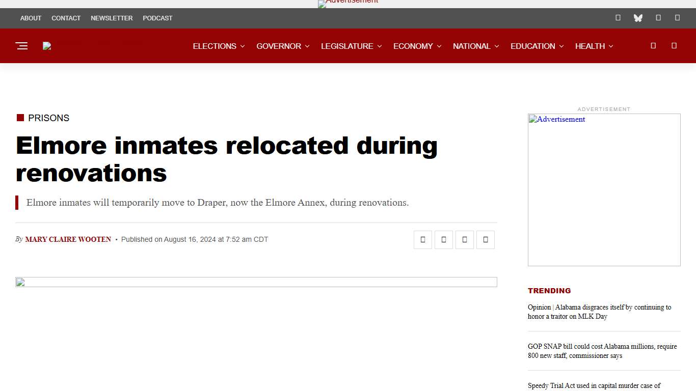 Elmore inmates relocated during renovations