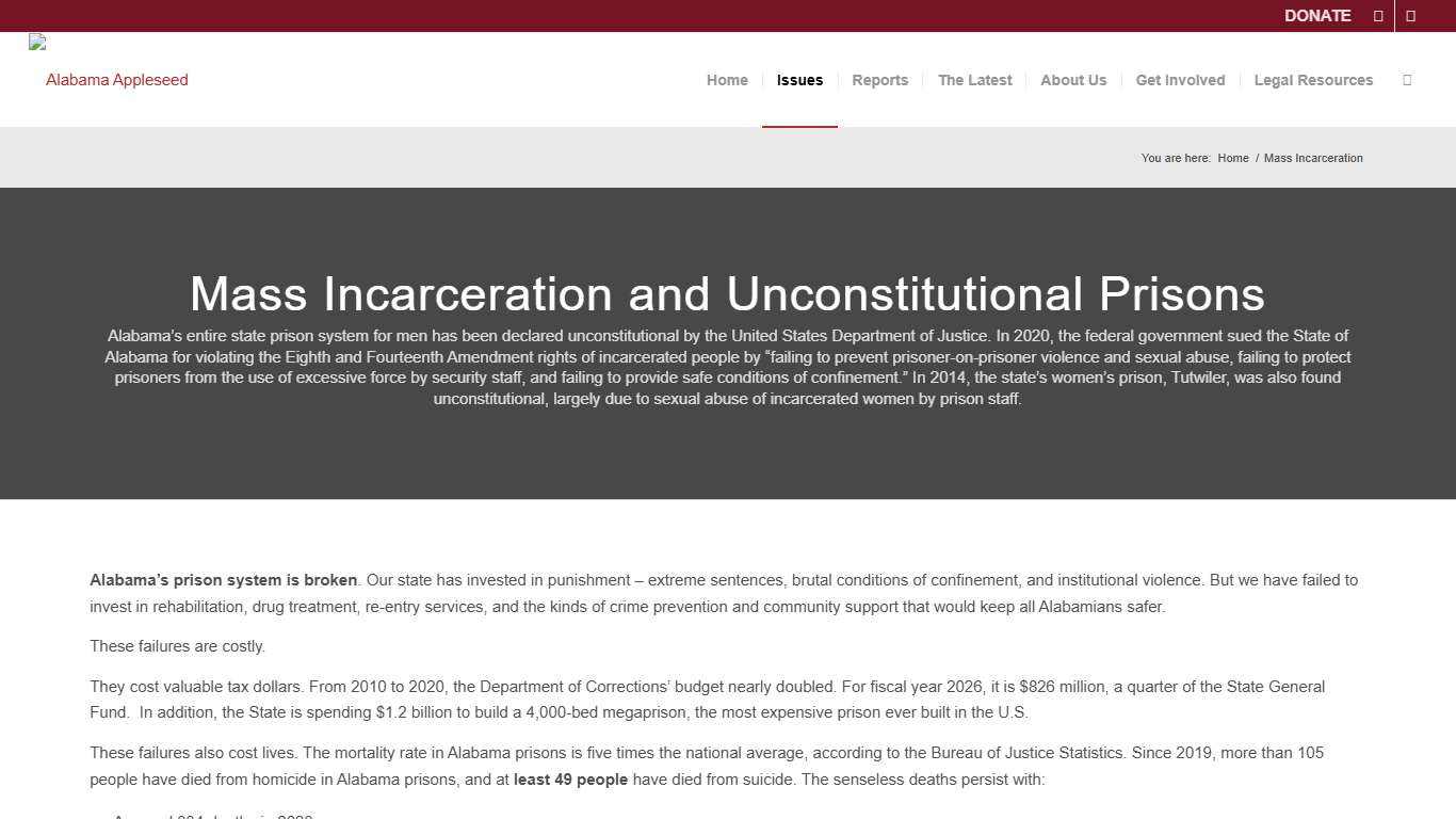 Mass Incarceration – Alabama Appleseed